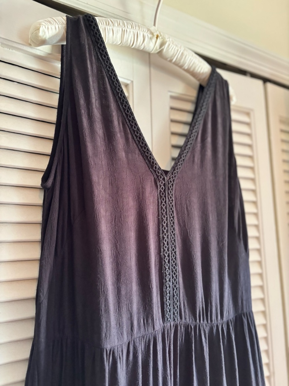 NWT Ann Taylor LOFT viscose SUNDRESS tiered lace maxi BLACK size 12